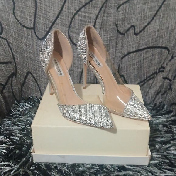 Steve Madden Shoes - Silver Crystal Pointed-Toe Stiletto Pumps - Women